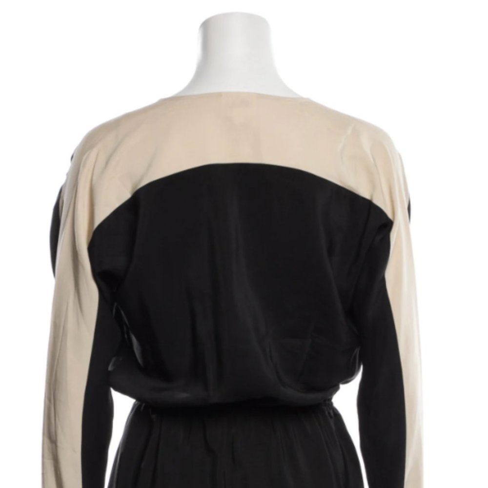 Parker Silk Mini Dress in Black with Cream Accent (Size S)
